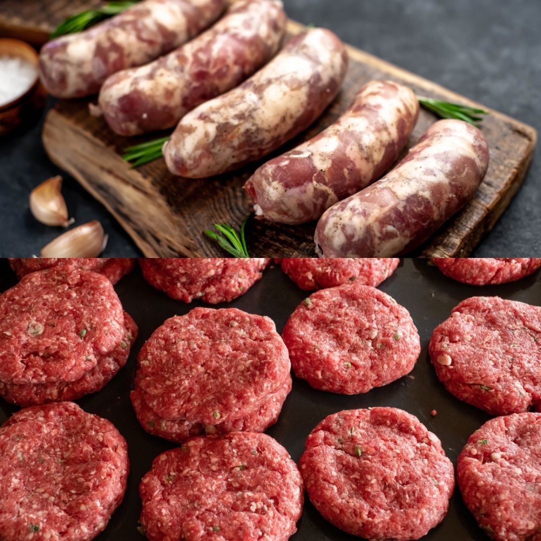 4 Burgers & 1 pound sausage (Raw)